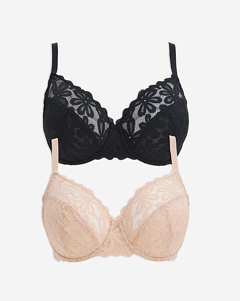 2 Pack Daisy Lace Full Cup Bras