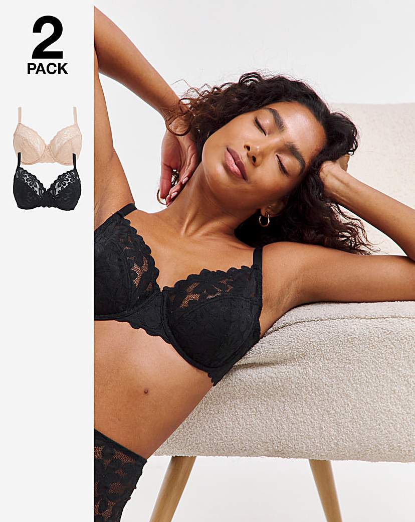 2 Pack Daisy Lace Full Cup Bras