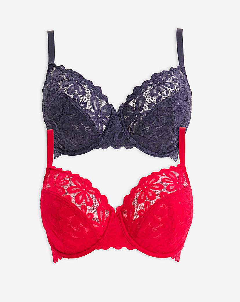 2 Pack Daisy Lace Full Cup Bras
