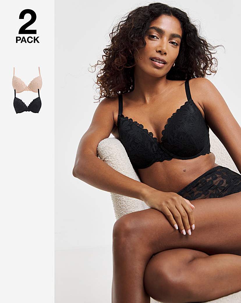 2 Pack Daisy Lace Plunge Bras