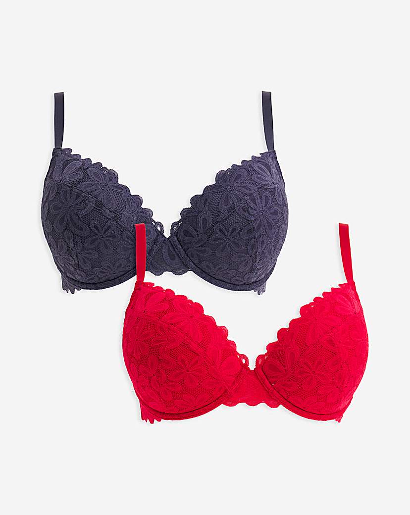 2 Pack Daisy Lace Plunge Bras