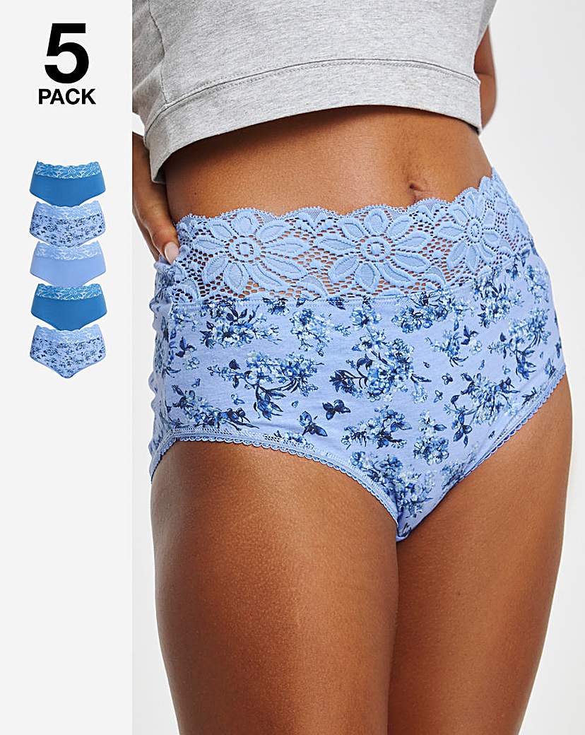 5Pack Lace Top Full Fit Briefs