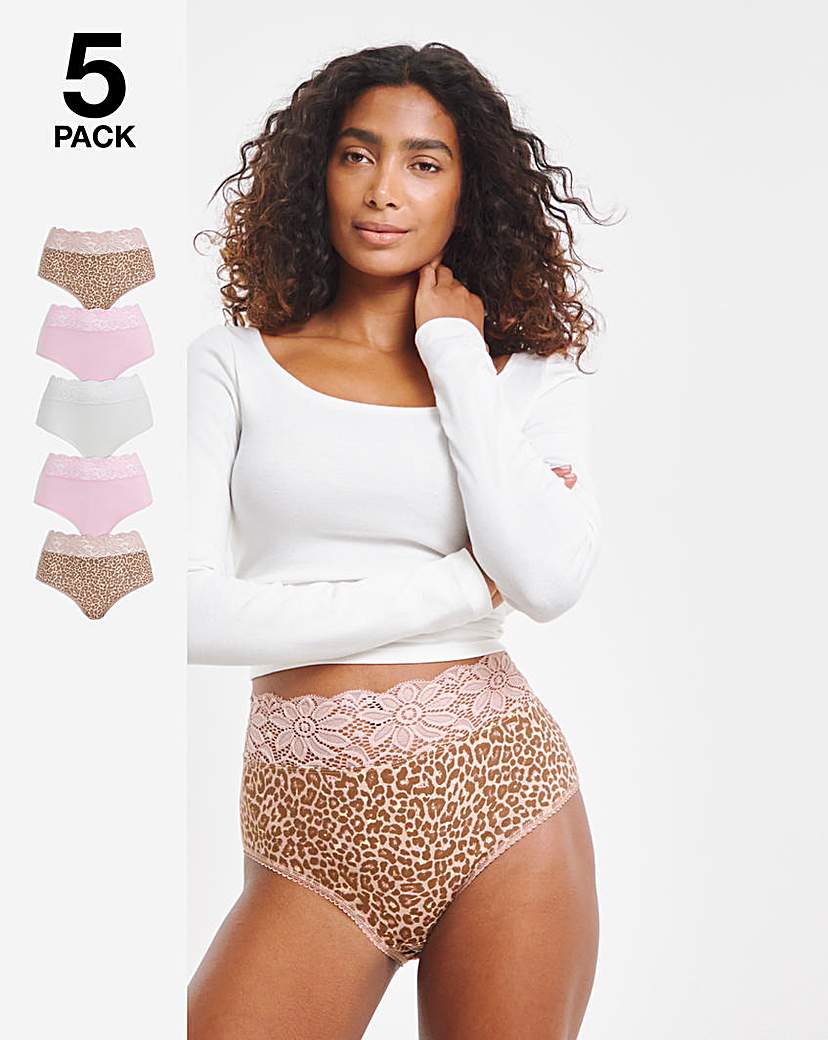 5 Pack Lace Top Full Fit Briefs