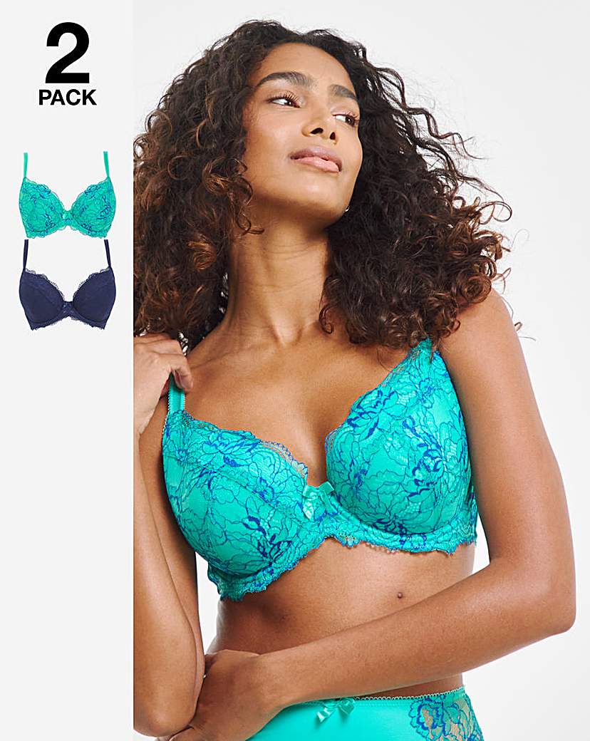 2 Pack Ella Lace Padded Plunge Bras