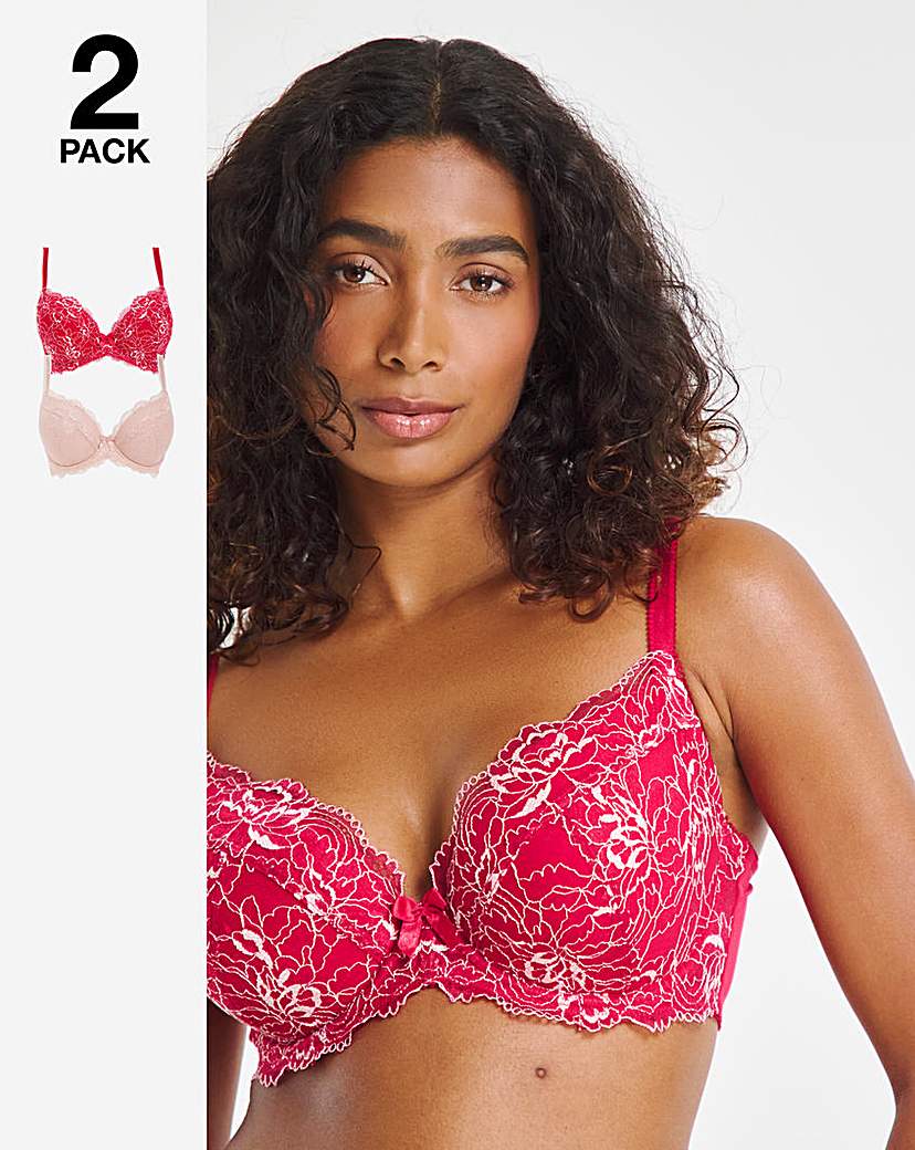 2 Pack Ella Lace Padded Plunge Bras