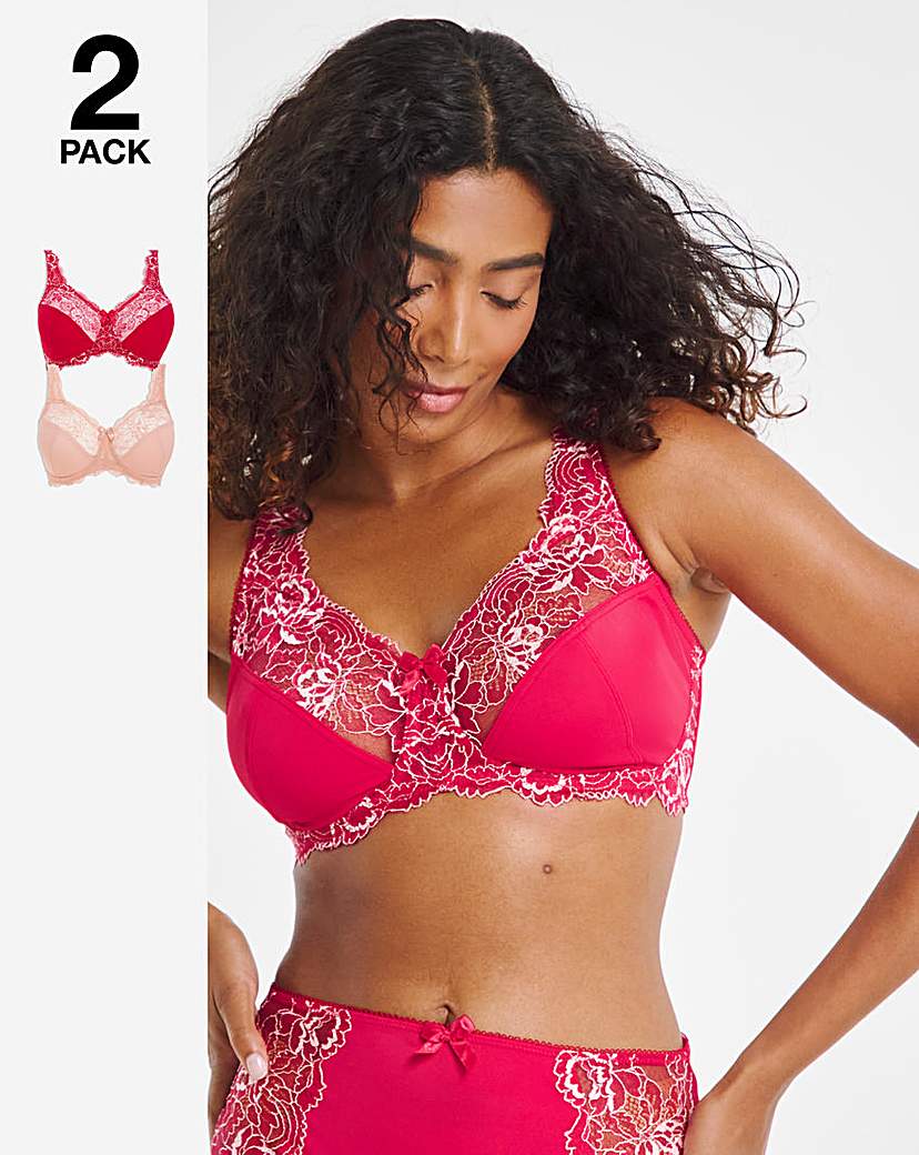 2 Pack Ella Lace Non Wired Full Cup Bras