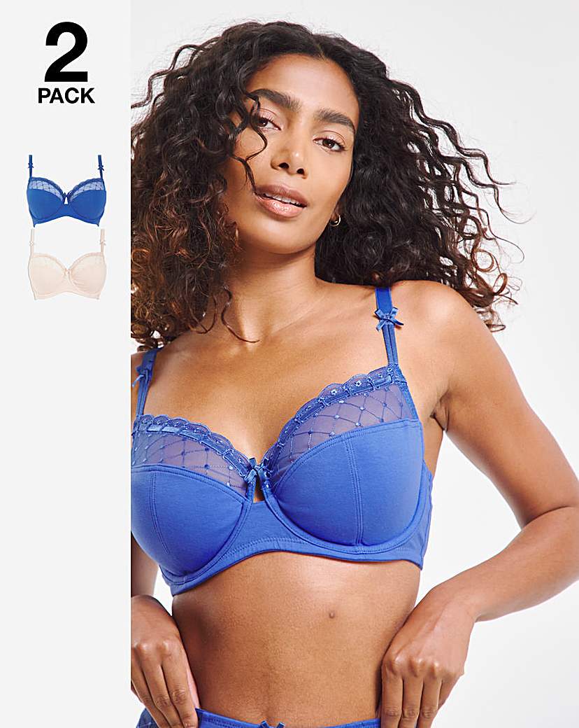 2 Pack Rachel Embroidery Balcony Bras