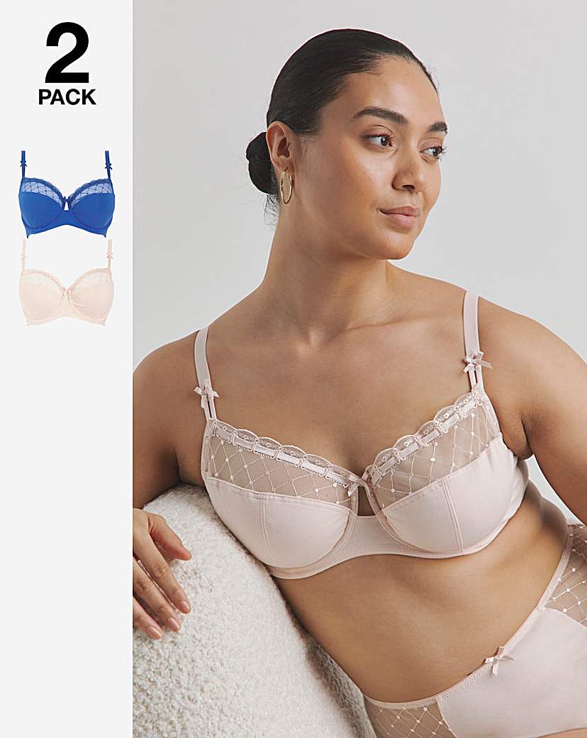 2 Pack Rachel Embroidery Balcony Bras