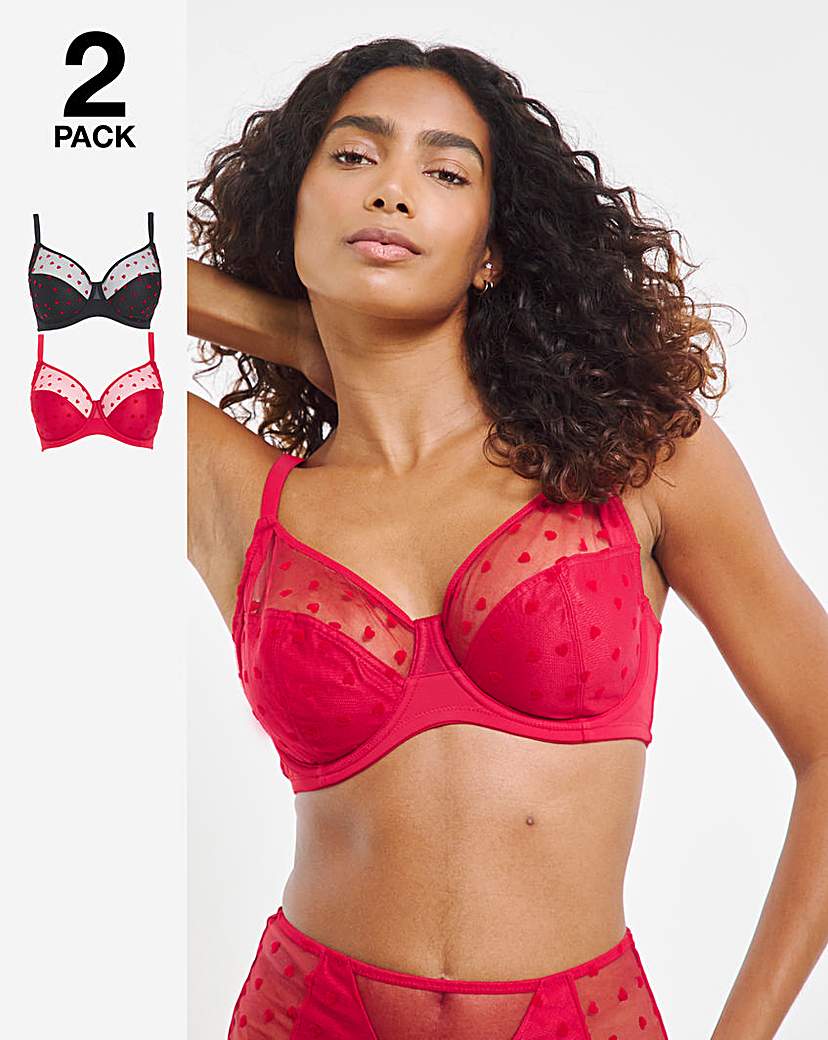 2 Pack Hannah Heart Full Cup Bra