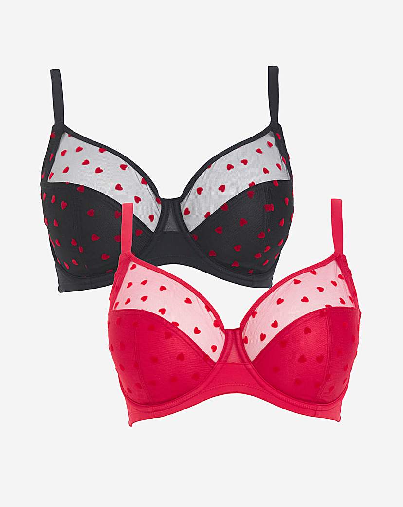 2 Pack Hannah Heart Full Cup Bra