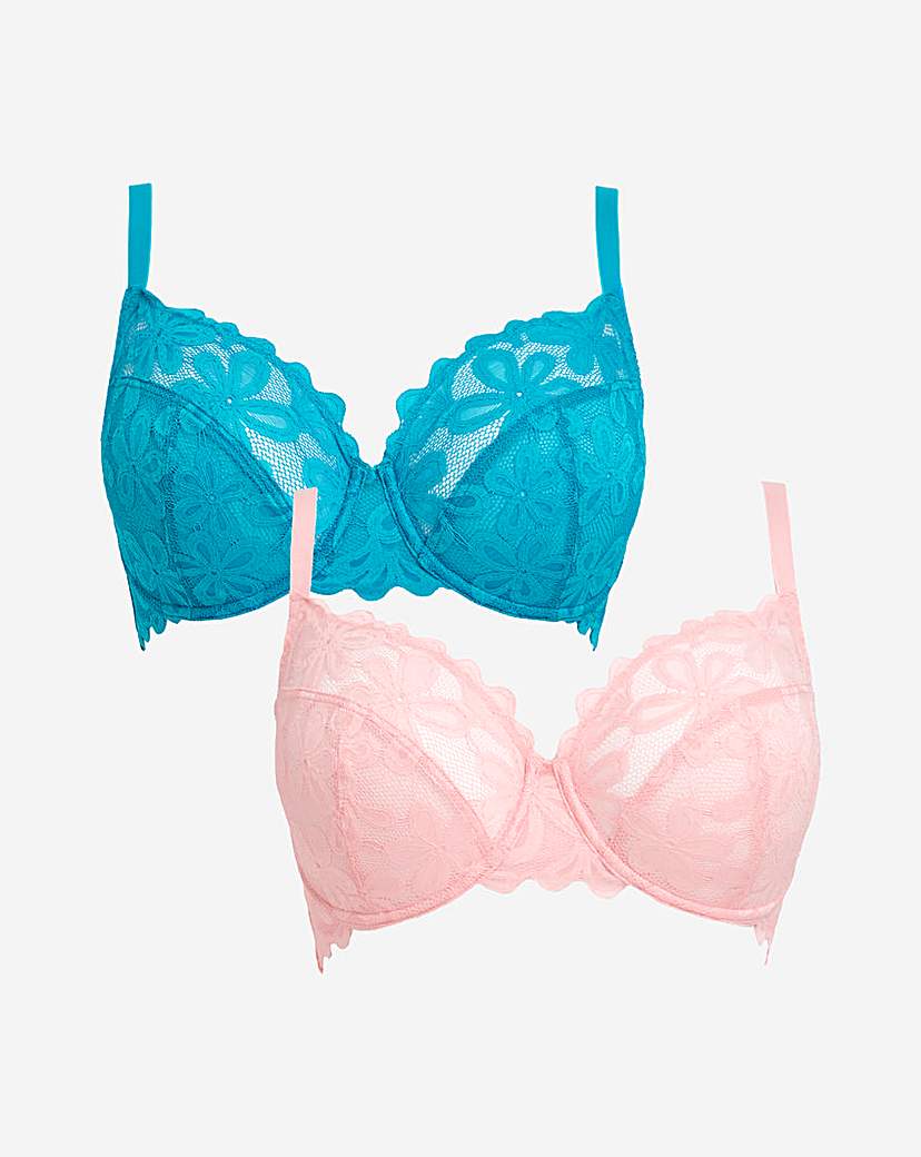2 Pack Daisy Lace Full Cup Bras