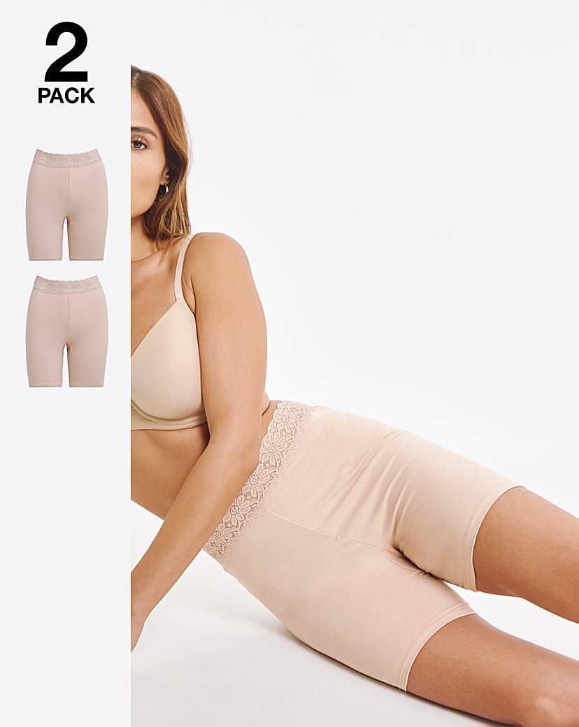 New In - 2 Pack Lace Trim Cotton Comfort Short