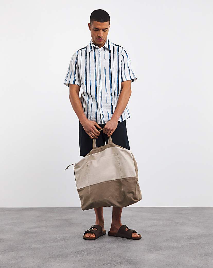 BOSS Short Sleeved Blue Striped Shirt