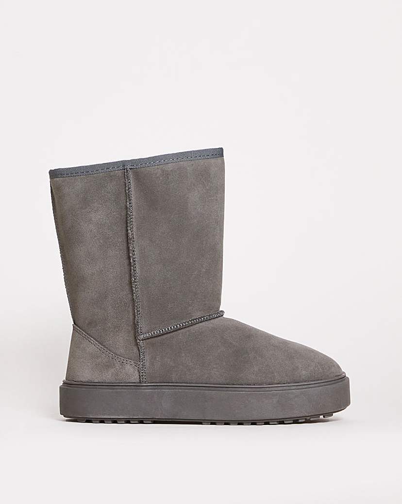 Warm Lined Flatform Boots Ex Wide