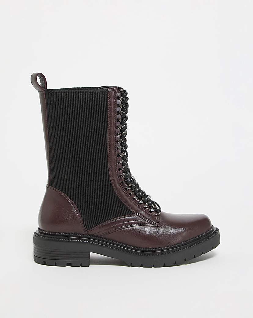 Chain Eyelet Calf Boots Wide