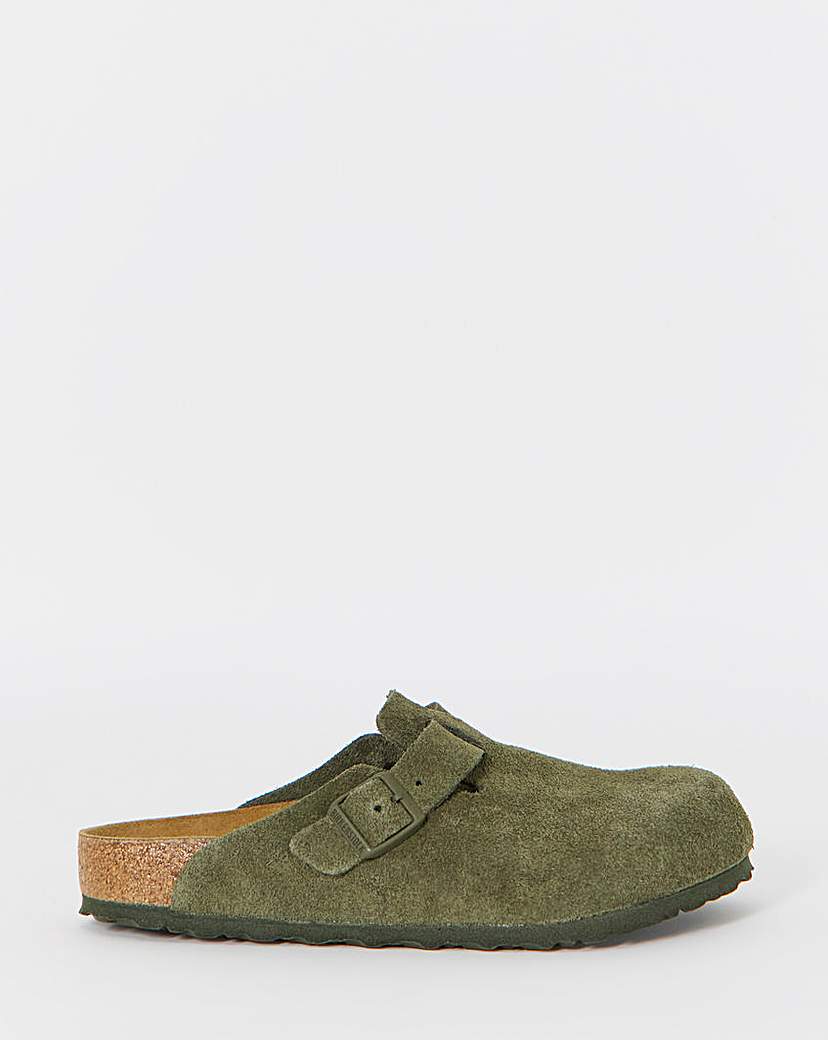 Birkenstock Suede Boston Clogs - Thyme