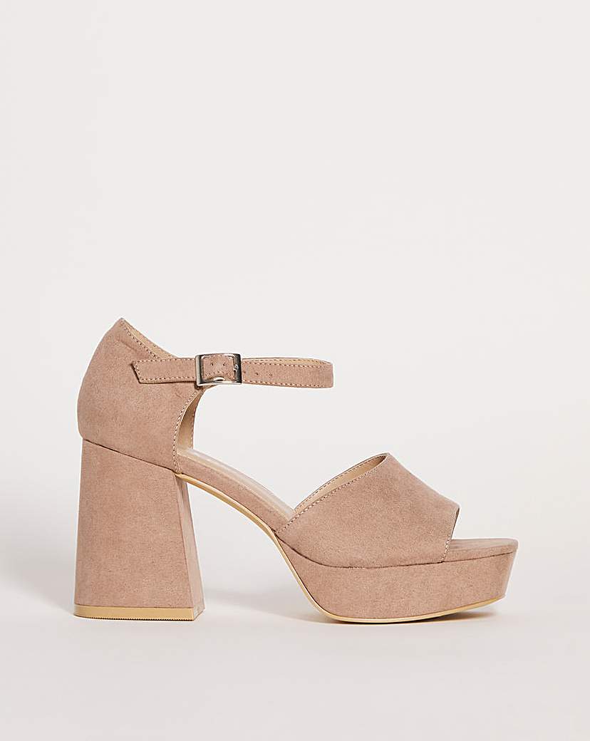 Heeled Platform Sandals Ex Wide Fit