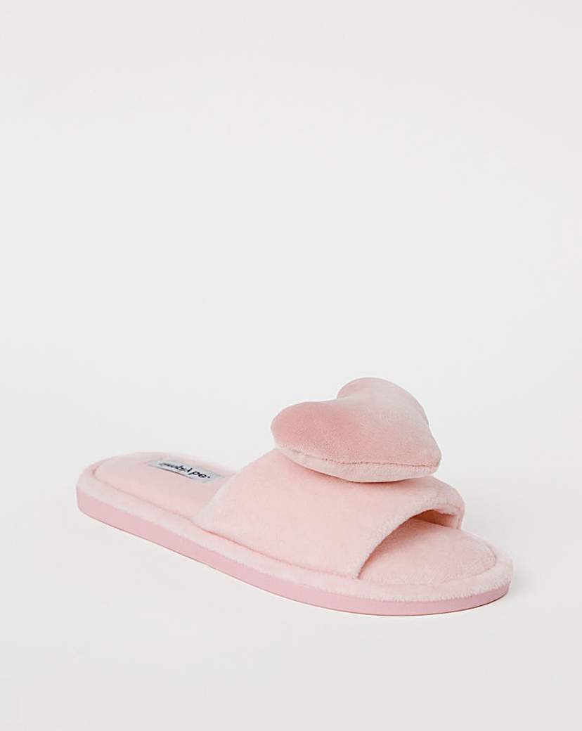 3D Heart Slippers Wide Fit