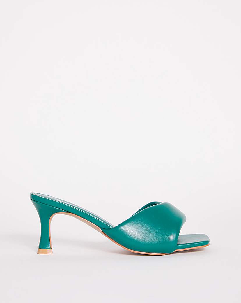Volume Twist Heeled Mule Wide Fit - Green - Size 5 - Womens - Simply Be