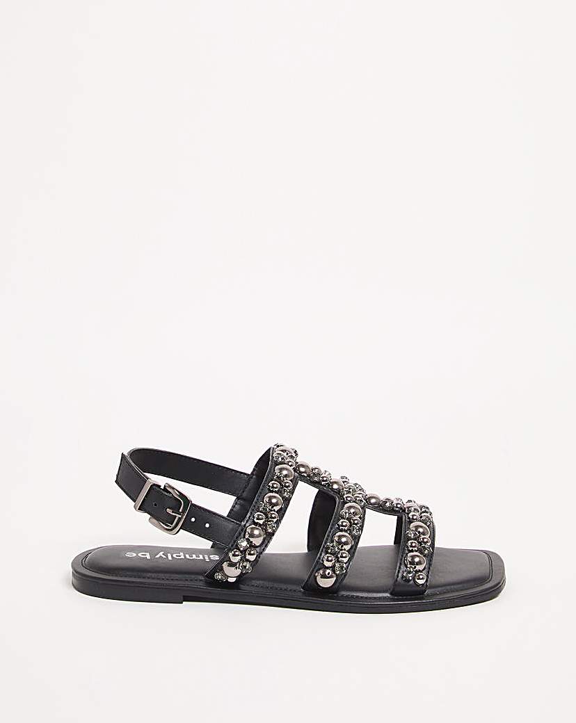 Pearl Encrusted Sandals ExWide Fit