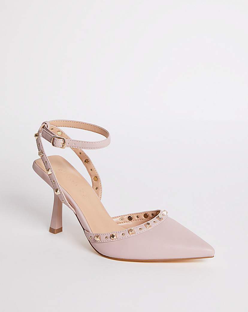 Studded Heel Court Shoe Ex Wide Fit