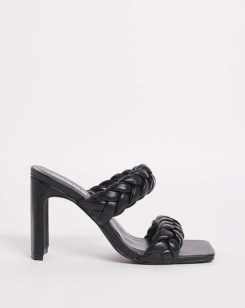 Plaited Heeled Sandals ExWide Fit