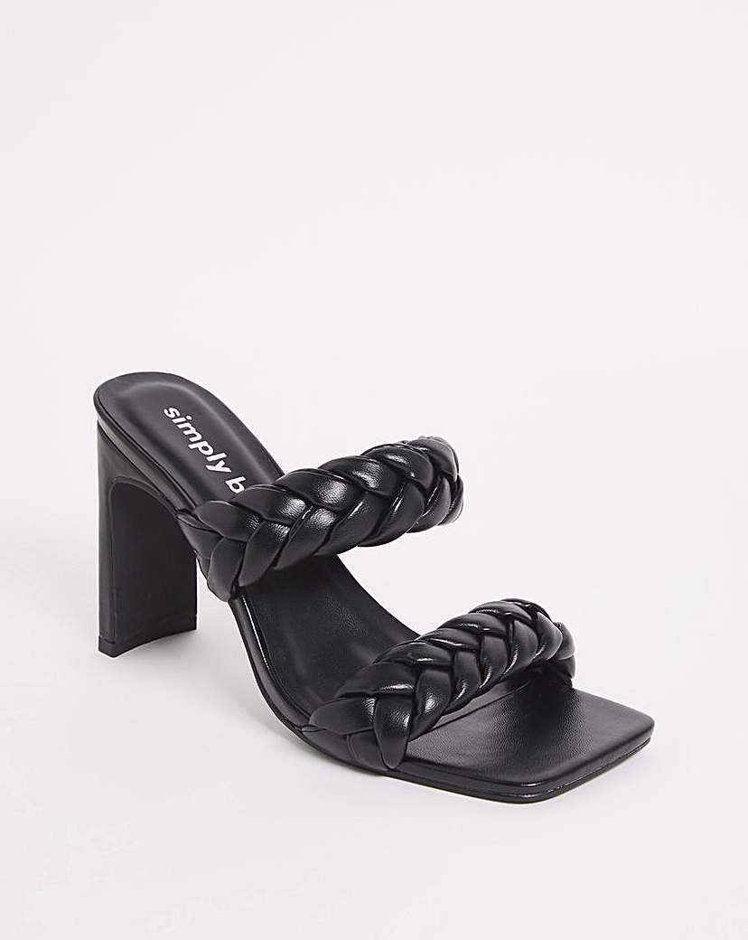 Plaited Heeled Sandals Wide Fit