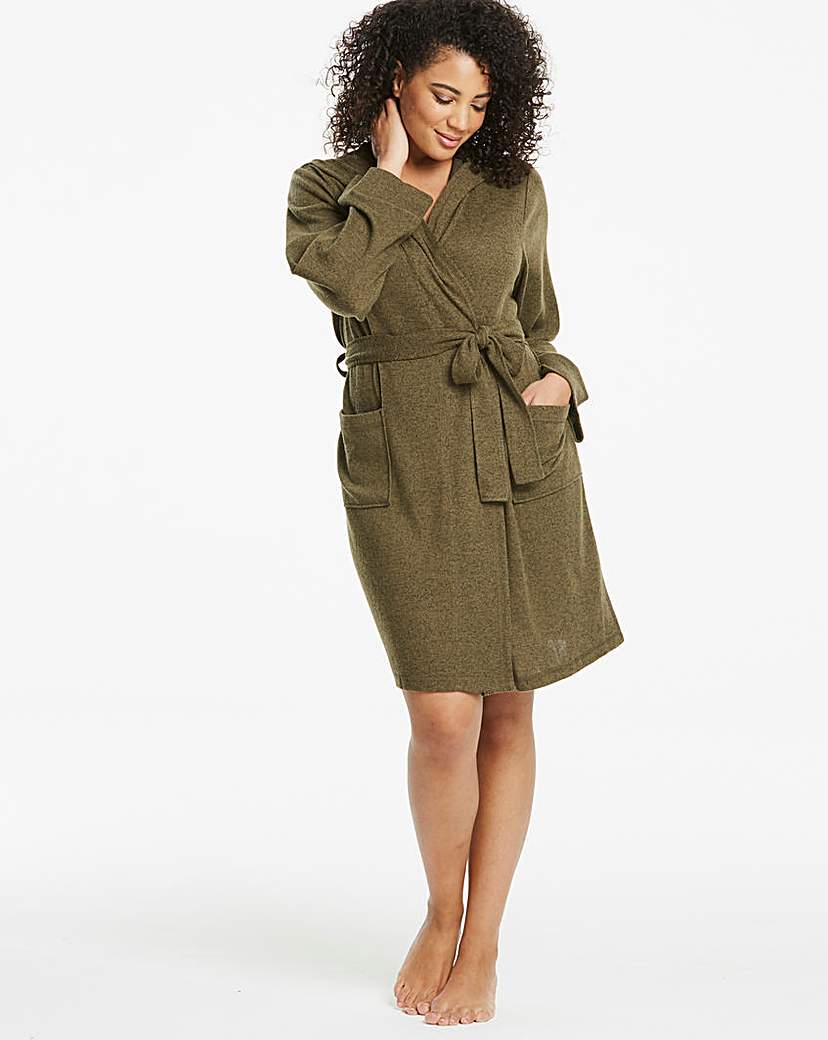 Image of Pretty Secrets Khaki Knitted Hooded Gown