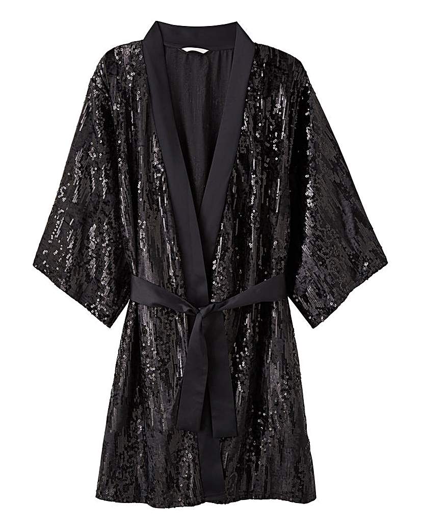 Joanna Hope Sequined Satin Kimono