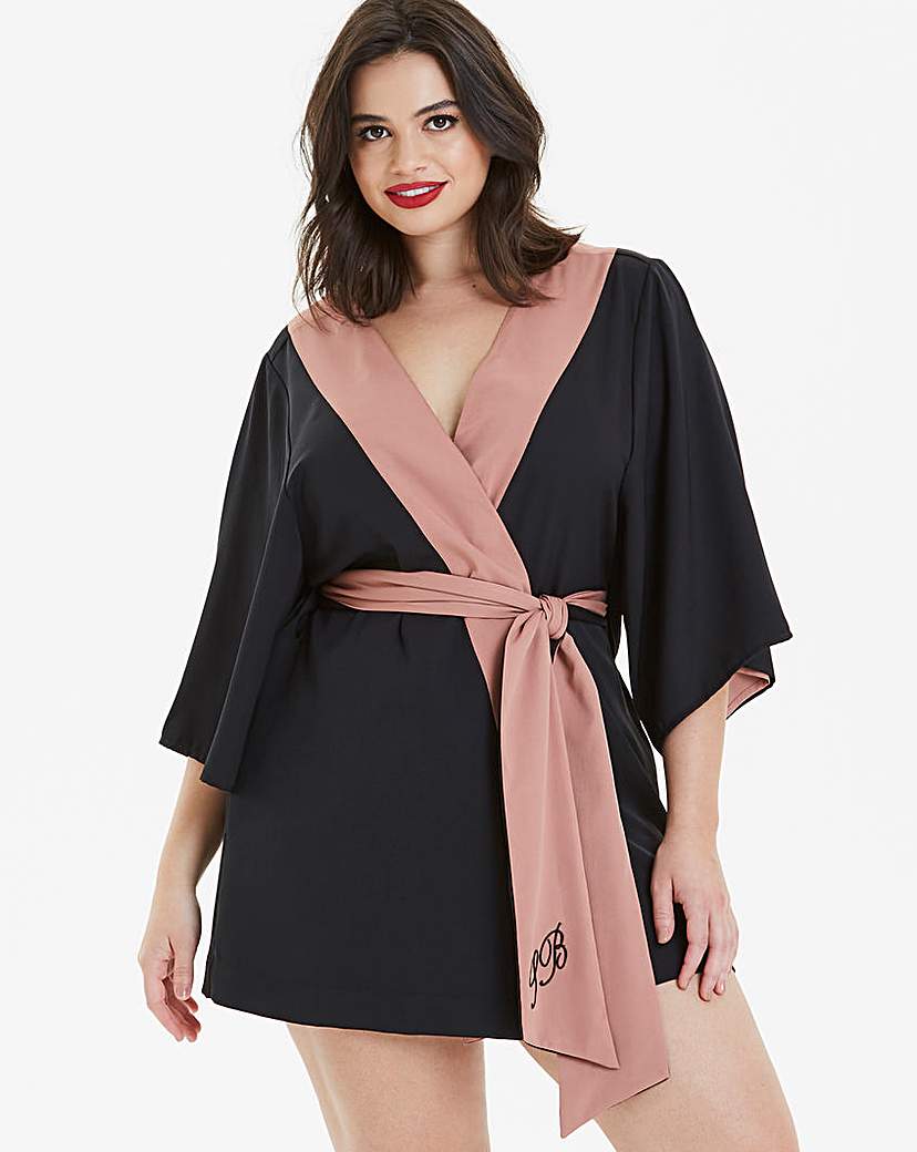 Image of Simply Be Black/Blush Kimono