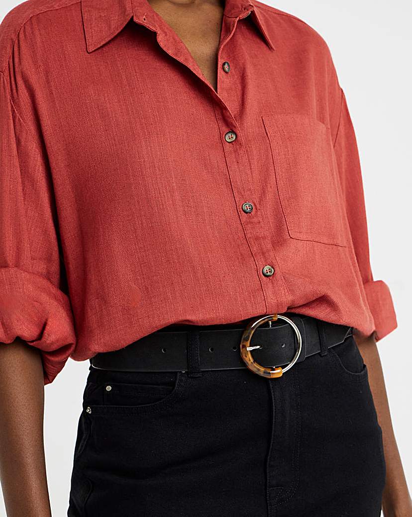Suedette Faux Tortoise Buckle Belt