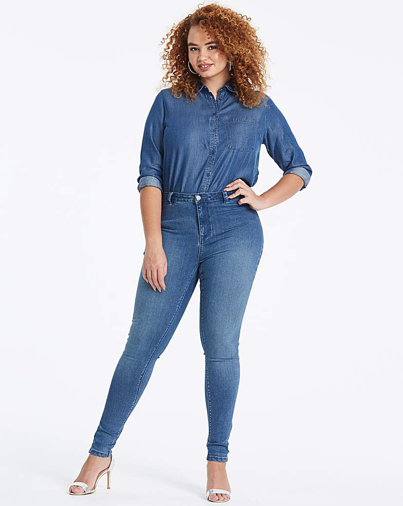 Image of Mid Blue Sophia Fly Front Jeggings