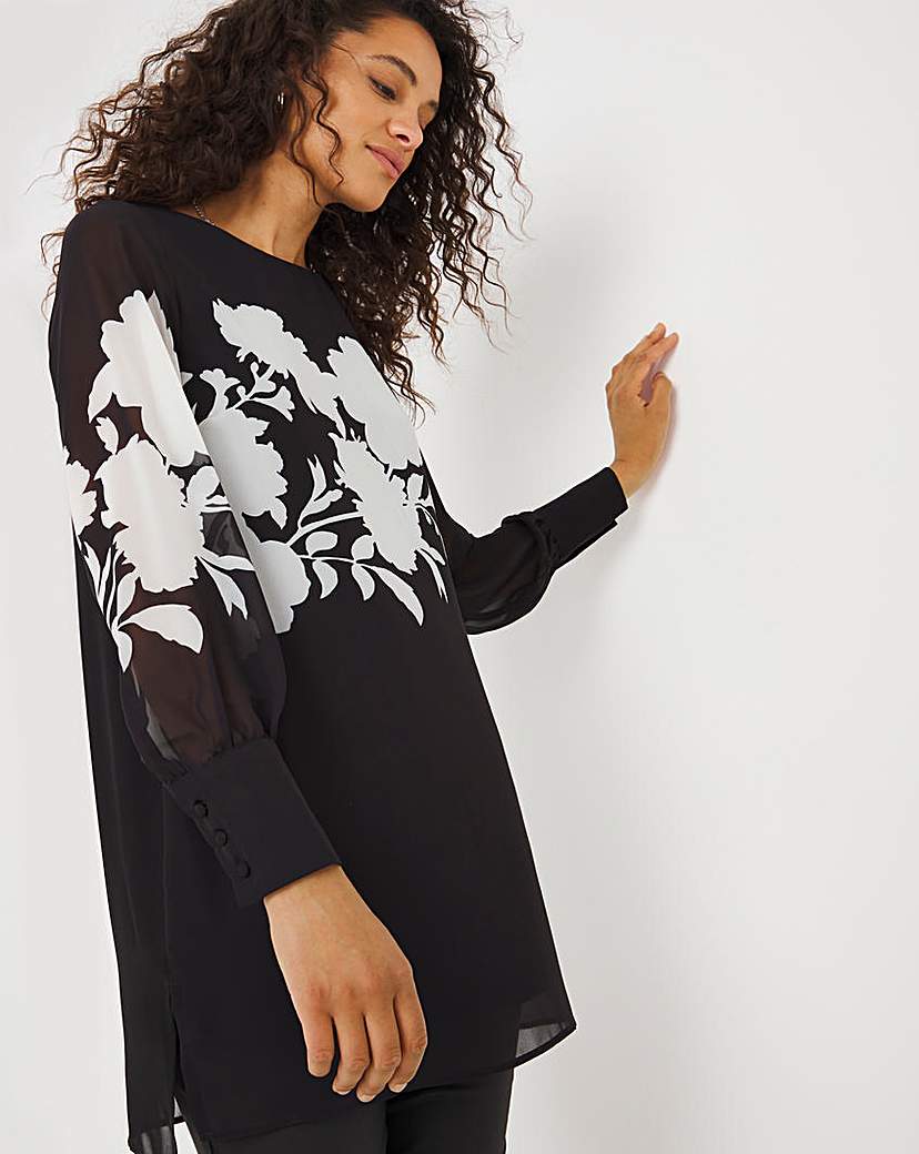 Placement Print Long Sleeved Blouse