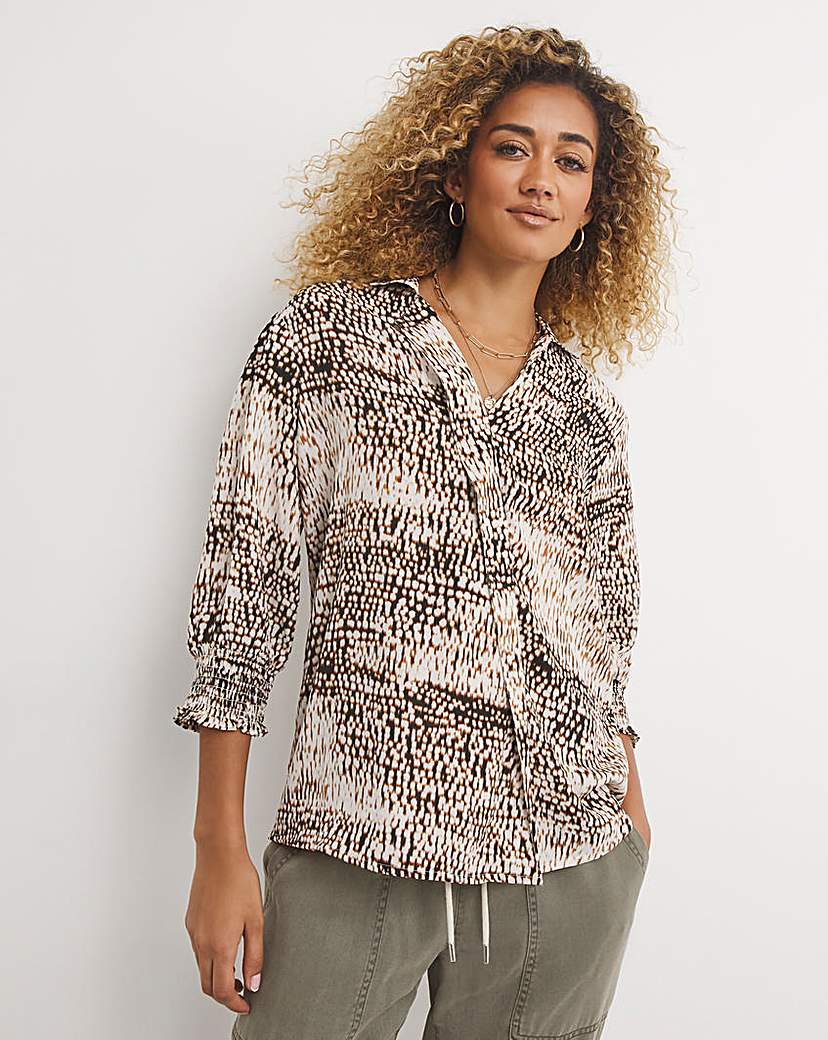 Natural Print Wrap Shirt