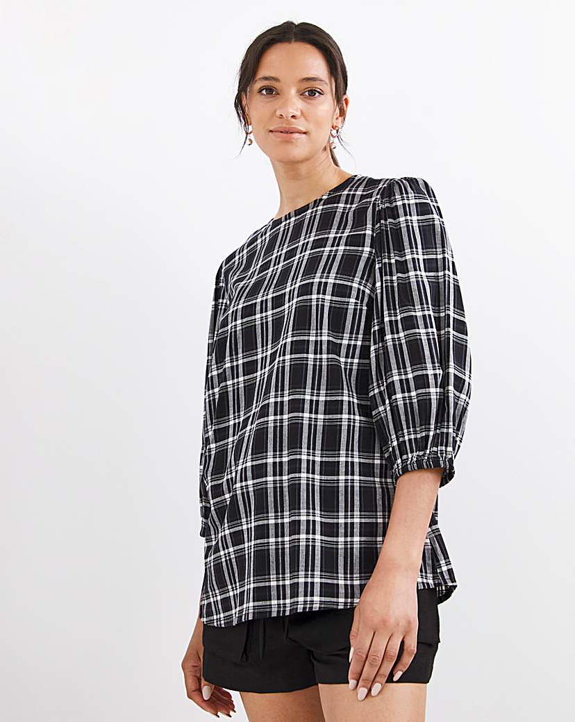 Detachable Collar Yarn Dyed Check Top