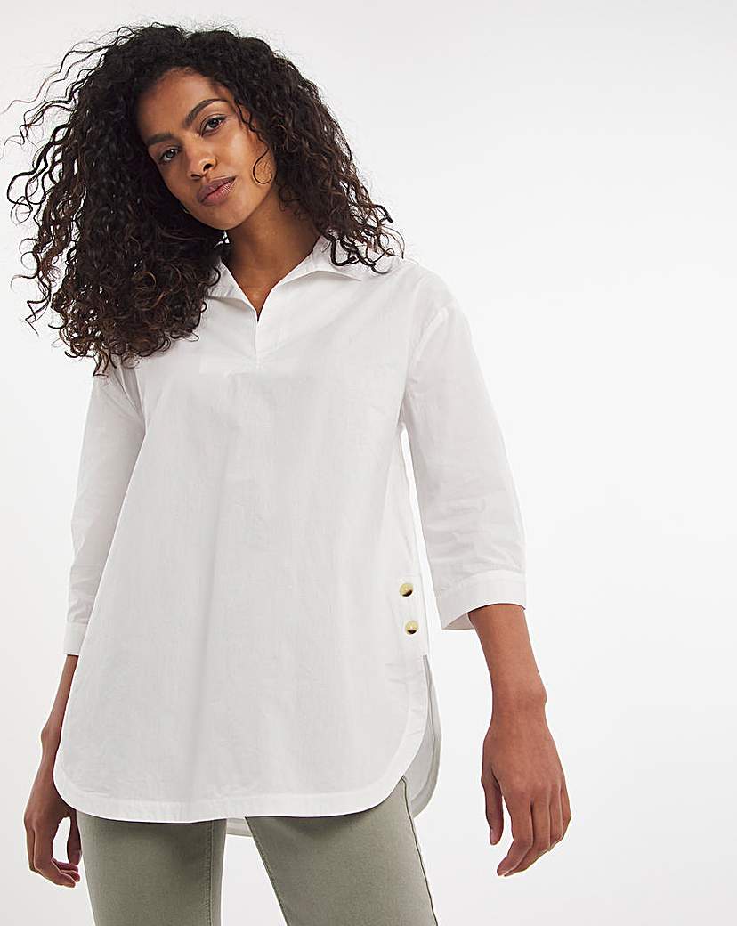 Ivory Button Side Relaxed Fit Shirt