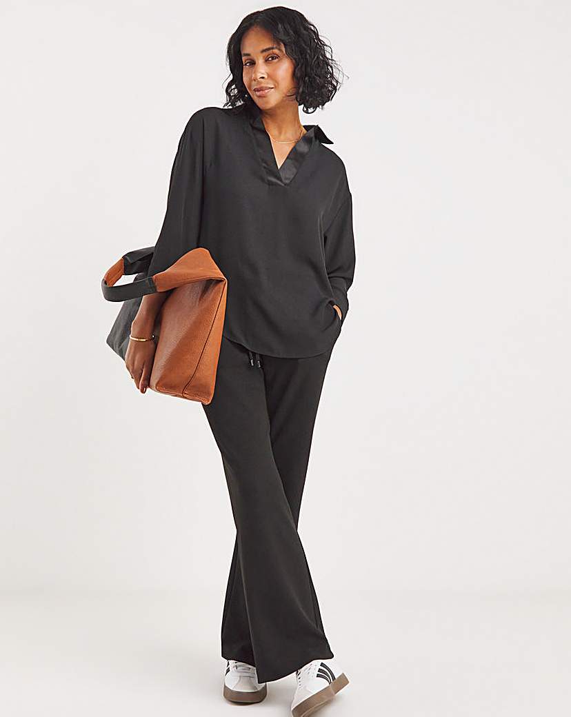 Black Satin Trim Shirt