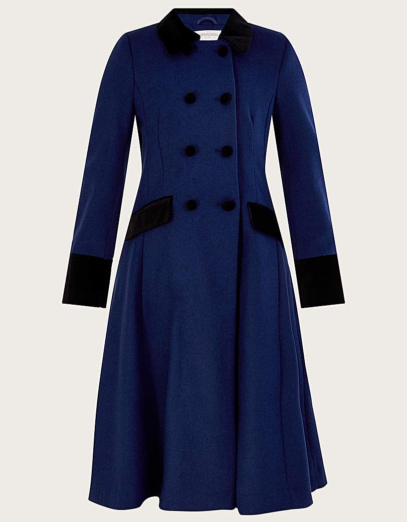 1930s Coats and Jackets History Monsoon Velvet Trim Skirted Coat £165.00 AT vintagedancer.com