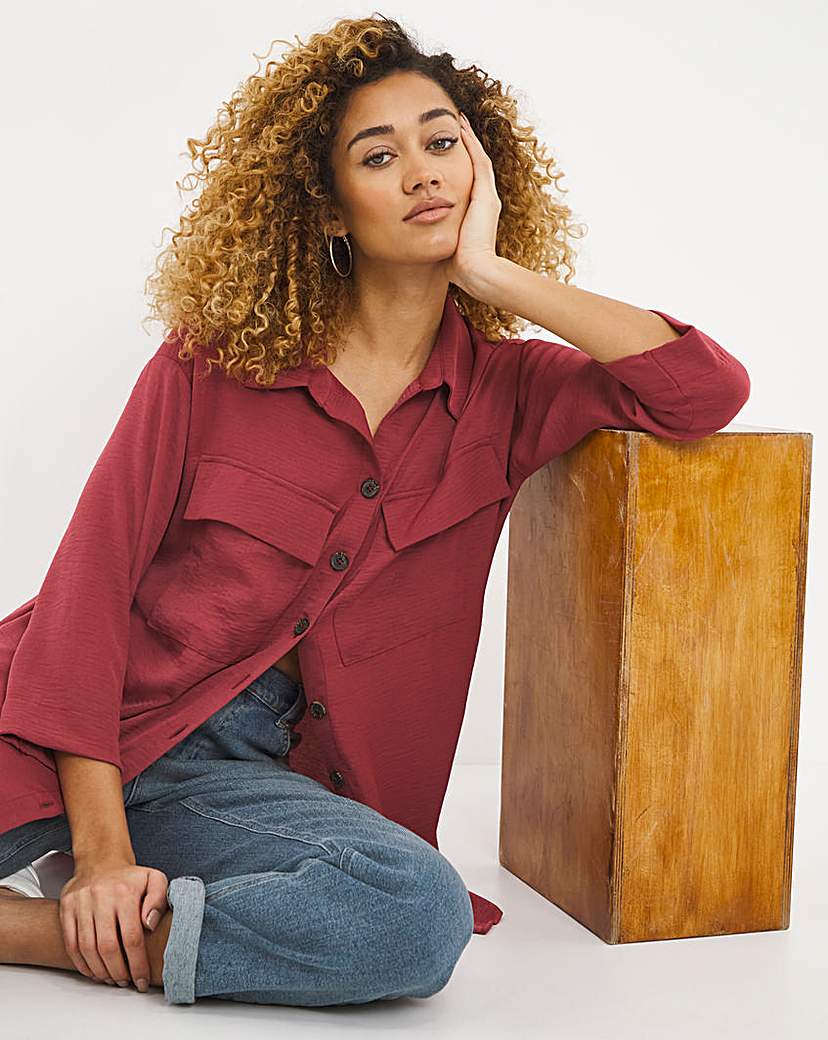 Dropped Shoulder Herringbone Twill Shirt