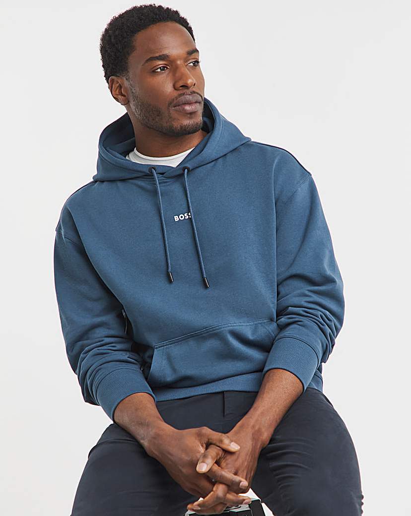 New In - BOSS Centre Logo Hoodie in Dark Blue
