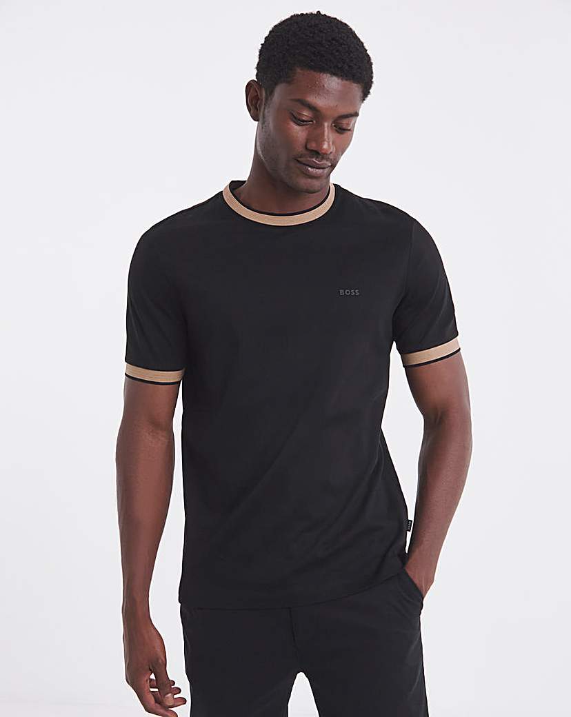 New In - BOSS Tipped Slim Fit T-Shirt - Black