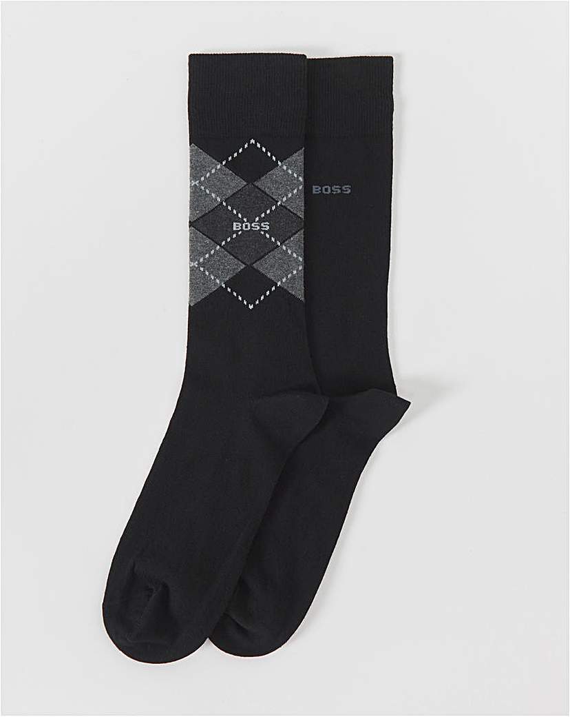 New In - BOSS 2 Pack Argyle Sock - Black