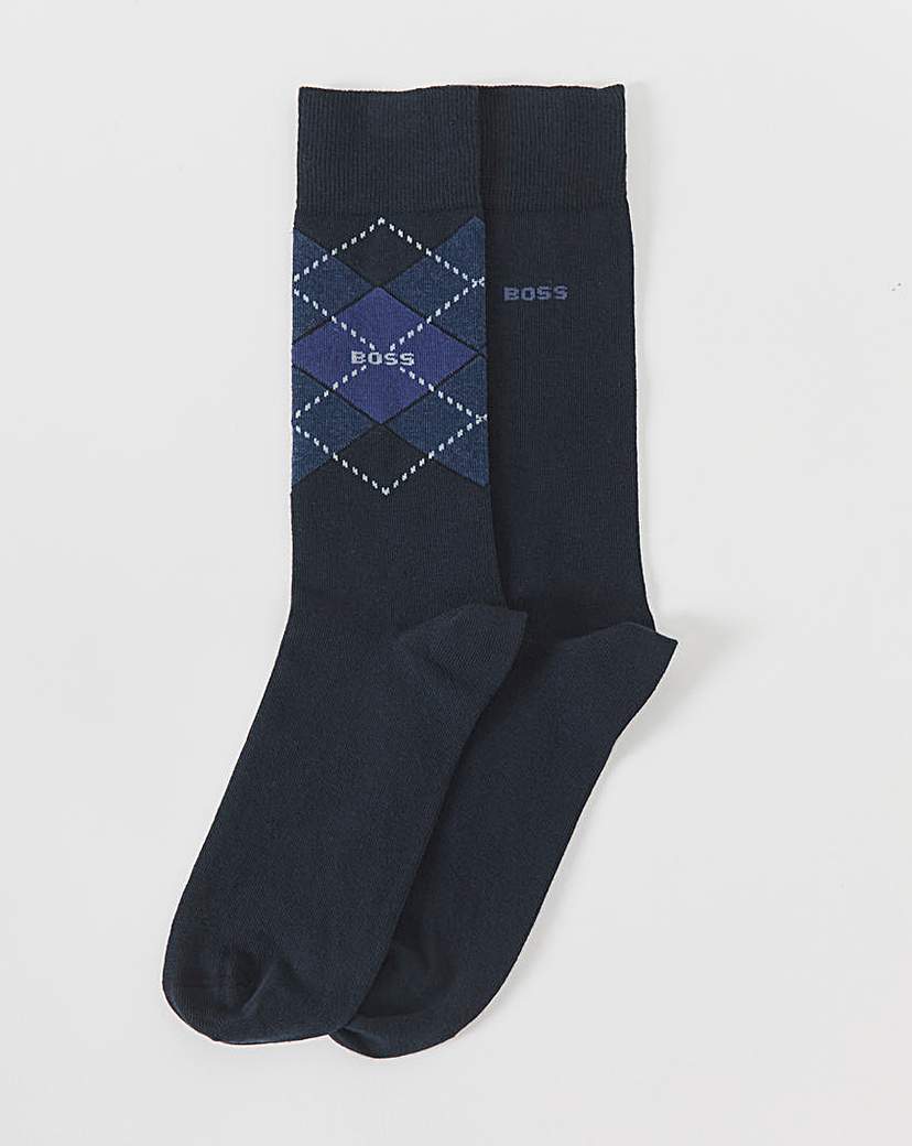 New In - BOSS 2 Pack Argyle Sock - Navy