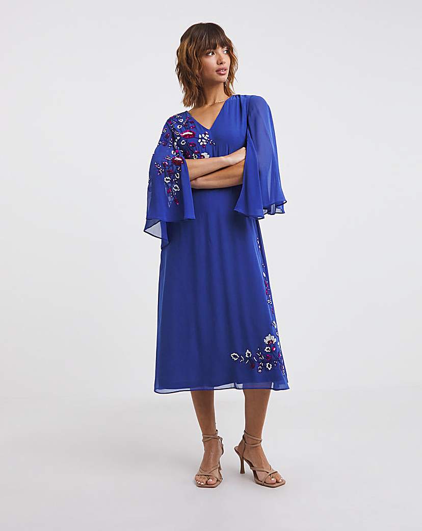 Raishma Beaded Cape Shoulder Dress