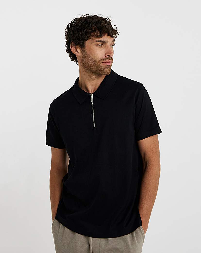 New In - Folio Mercerised Supima Zip Neck Polo