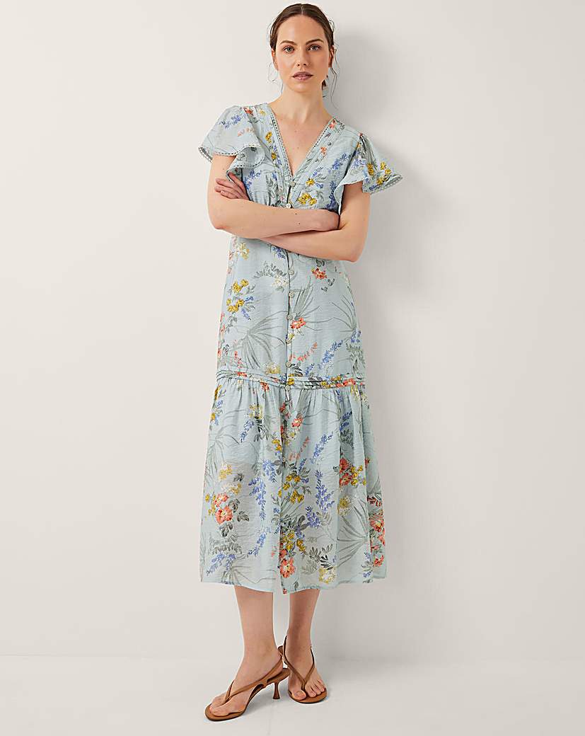 Monsoon Jesse V-Neck Floral Midi Dress