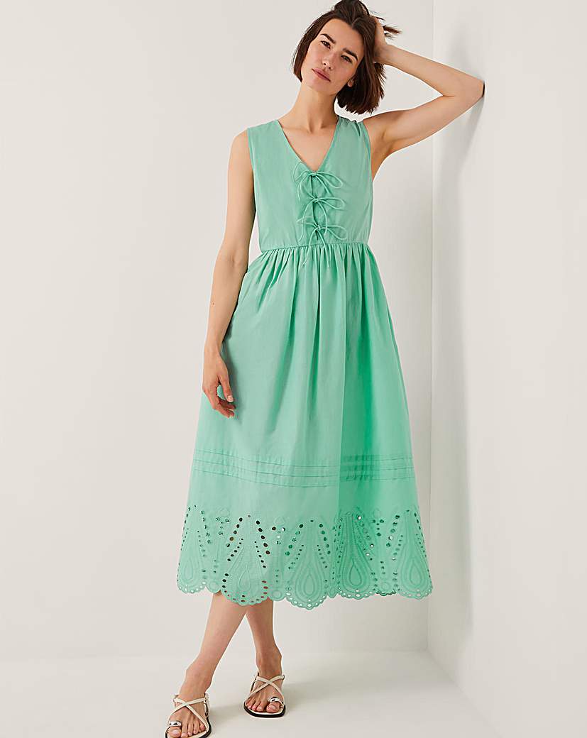 New In - Monsoon Sadie Tie Broderie Midi Dress