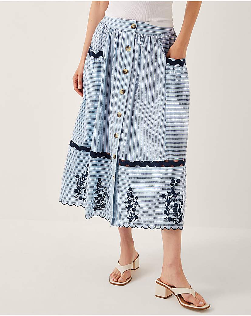 Monsoon Cara Embroidered Midi Skirt