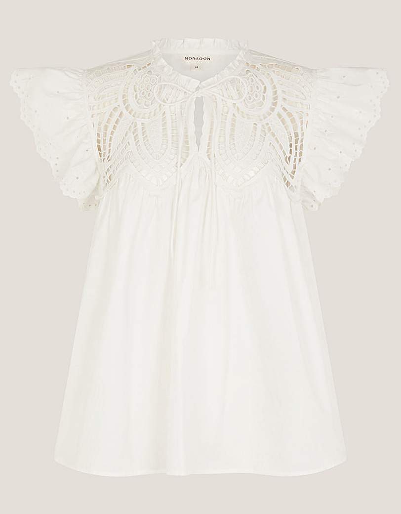 Monsoon Zadie Broderie Frill Top