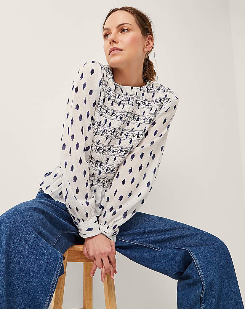 Monsoon Molly Spot Smocked Top